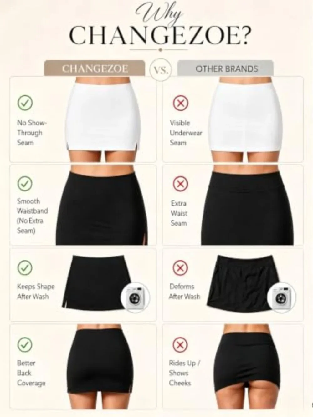 Women's Skort with Built-In Shorts 4-Way Stretch Y2K Mini Skirt